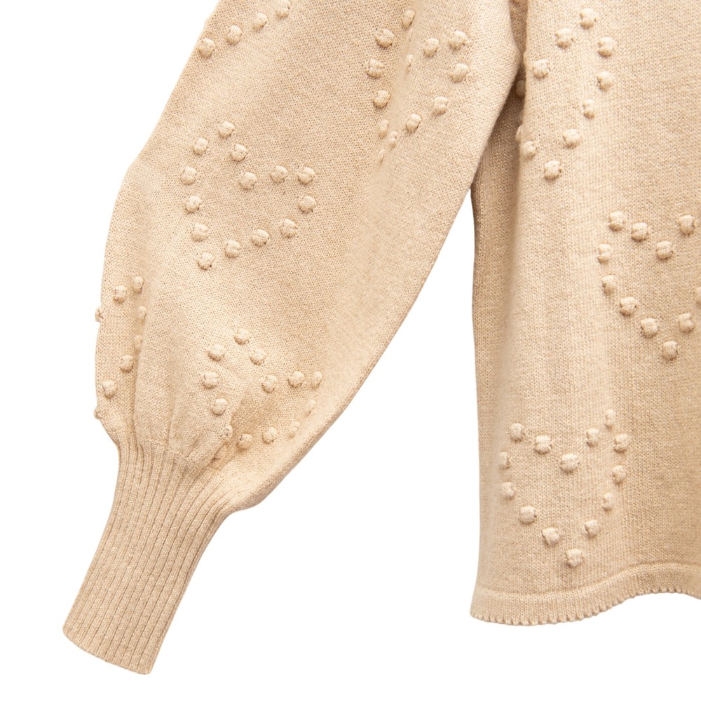 Lilly Pulitzer Sweater Gold Heart Bobble Knit Puff Sleeve Cropped Coquette Y2K - Picture 6 of 6